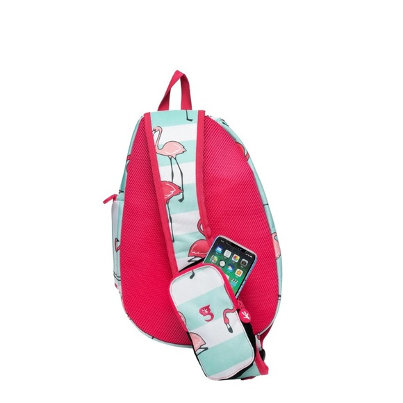 Geckobrands Flamingo Stripe Sling Bag Backpack NWT - Picture 2 of 7